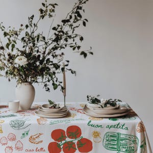 Hand Drawn Tablecloth Italian Summer Tablecloth Italian Theme Tablecloth Wedding Decor Italian Dinner Party Decor That&#39;s Amore Tablecloth