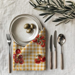 Gingham Cloth Napkin Tomato Napkins Italian Wedding Napkins Plaid Picnic Table Decor Italian Dinner Party Decor Thats Amore Napkins Cotton