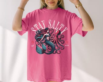 Bleiben Sie salzig Shirt Oktopus Shirt Meerjungfrau Top Mermaidcore Kleidung Kokosnuss Mädchen Shirt Ozean Stil Ozean Tier Shirt Sirencore Shirt