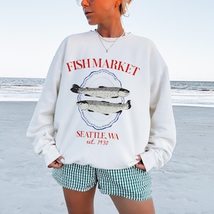 Vismarkt Sardine trui vis Sweatshirt visser esthetische top sardines Sweatshirt unieke visserij cadeaus voor vissers forel Sweatshirt