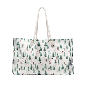 Borsa da weekend per sciatori, borsa tote oversize a tema sci, borsa da weekend invernale per donne, regali a tema sci, bomboniere per feste dopo sci, borsa tote da sci, regali per sciatori immagine 3