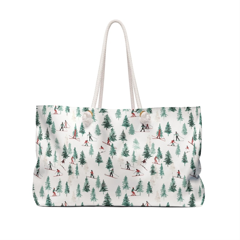 Borsa da weekend per sciatori, borsa tote oversize a tema sci, borsa da weekend invernale per donne, regali a tema sci, bomboniere per feste dopo sci, borsa tote da sci, regali per sciatori immagine 3
