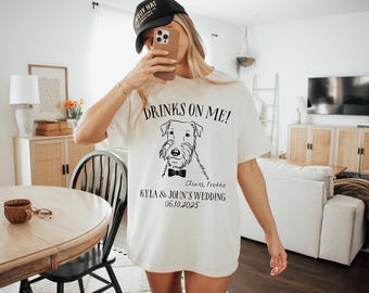 Camiseta personalizada para mascotas para bodas, camiseta para perros, camiseta de boda para lanzar, camiseta personalizada para bodas, merchandising personalizado para bodas, regalo para invitados de boda, camiseta personalizada para perros