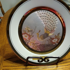 Chokin Limited Edition Etched Decorative Plate by Yoshinobu Hara.
