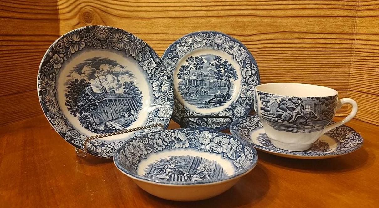 LIBERTY BLUE Englamd プレート English Vintage 9.8” Dinner Plate Set “liberty Blue” - Etsy