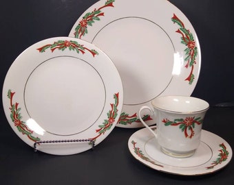 Tienshan  Fine China.  Pattern: Poinsettia & Ribbons. Sold separately.