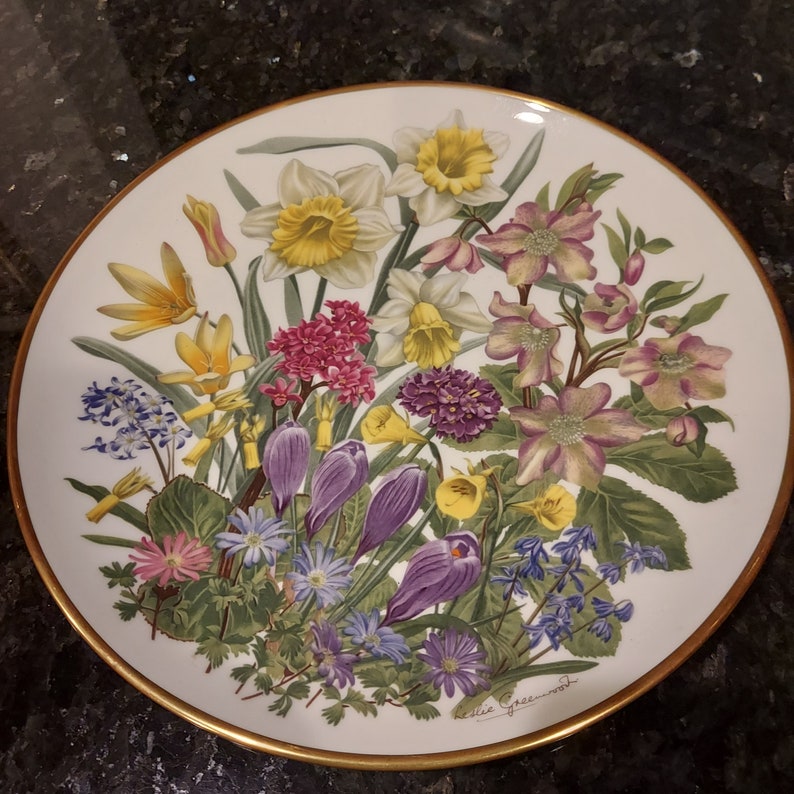 Franklin Porcelain Flowers of the Year Plate Collection. March