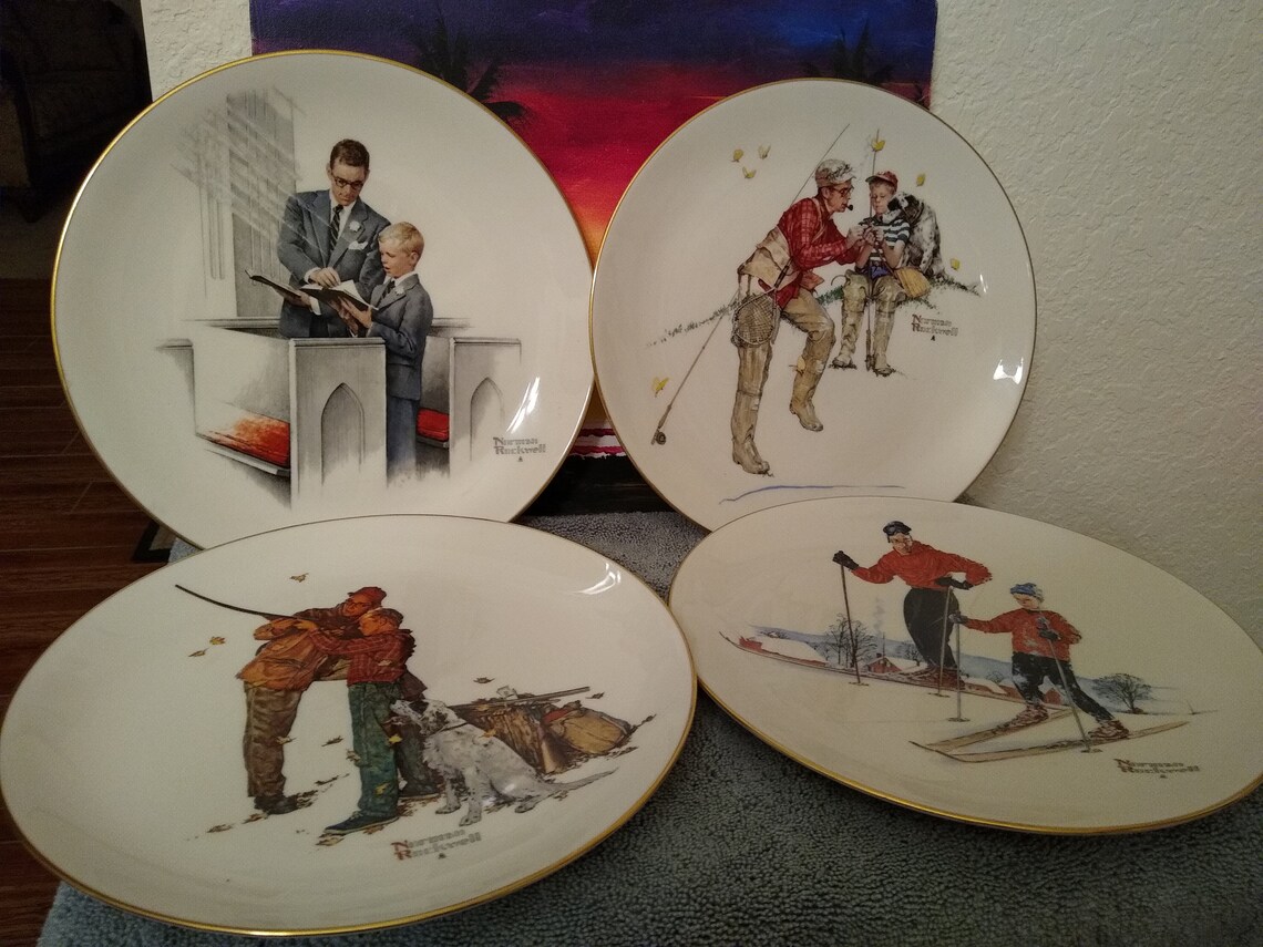 Norman Rockwell Four Seasons Gorham Collector Plates 1980