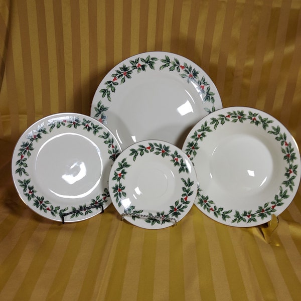 Baum Brothers Formalities. Pattern: "Holly".  Plates and Bowl.