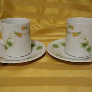 Vintage Tahoe Fine China Toscana Japan Demitasse Cups and Saucers.  Set for 2.