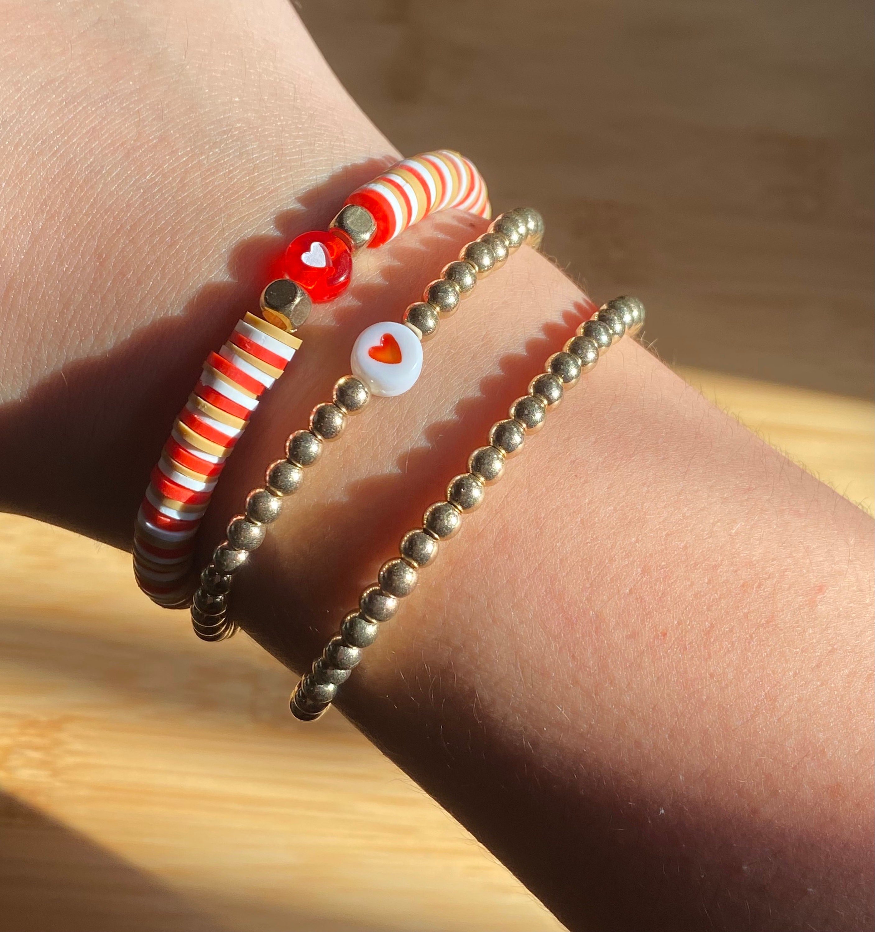 Preppy heart bracelet stack Etsy