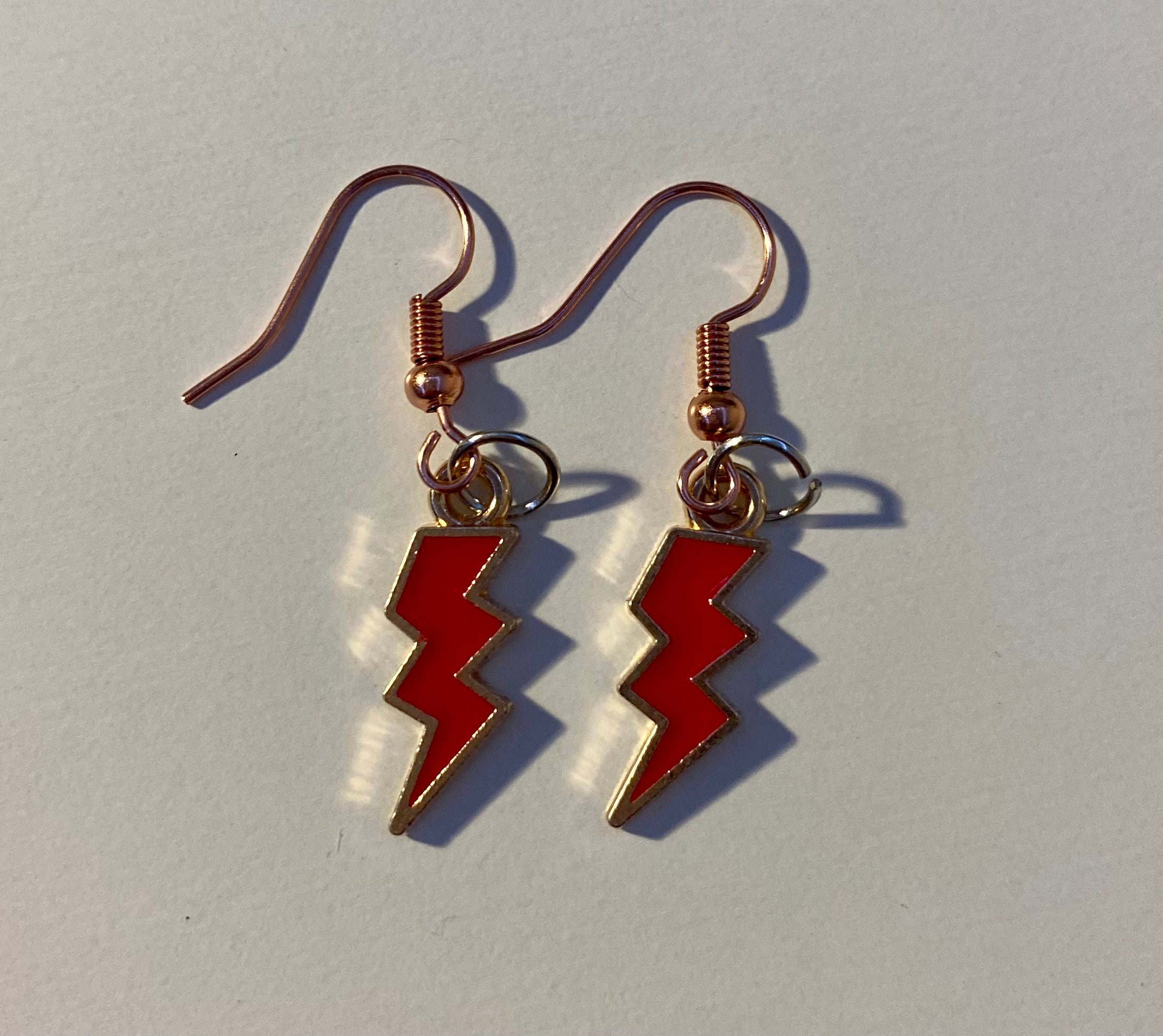 Lightning bolts earrings set pink white red Etsy