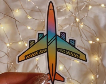 Airplane Sticker, Travel, Planes, Flying, Waterproof Sticker, Water Bottle Sticker, Aesthetic Sticker, Cute Trendy Sticker, Die Cut Sticker,