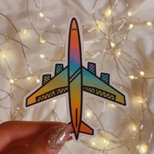 Airplane Sticker, Travel, Planes, Flying, Waterproof Sticker, Water Bottle Sticker, Aesthetic Sticker, Cute Trendy Sticker, Die Cut Sticker,