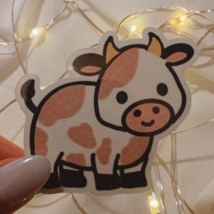Cow Sticker, Pink cow, strawberry cow, Cows, Cute Cow ,Waterproof Sticker, Water Bottle Sticker, Aesthetic Sticker, Cute Trendy Sticker