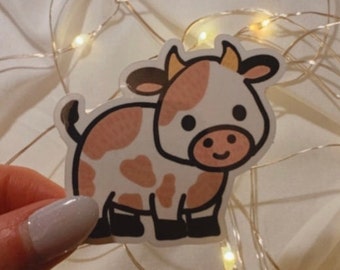 Cow Sticker, Pink cow, strawberry cow, Cows, Cute Cow ,Waterproof Sticker, Water Bottle Sticker, Aesthetic Sticker, Cute Trendy Sticker