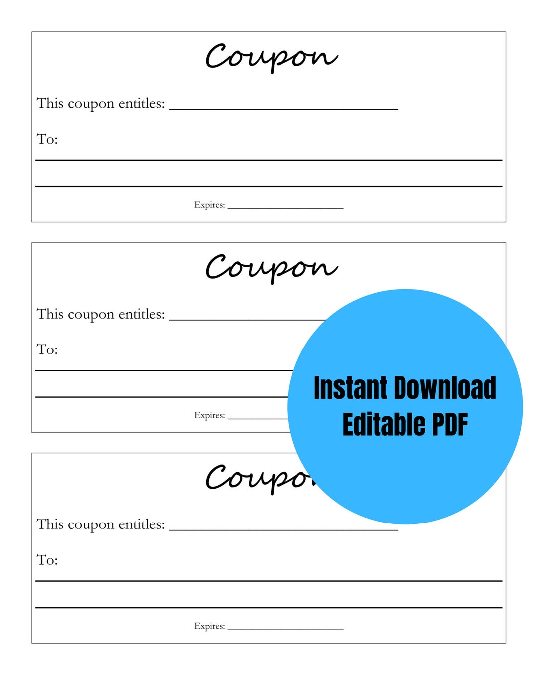 Custom Coupon PDF - Editable and Printable - Etsy