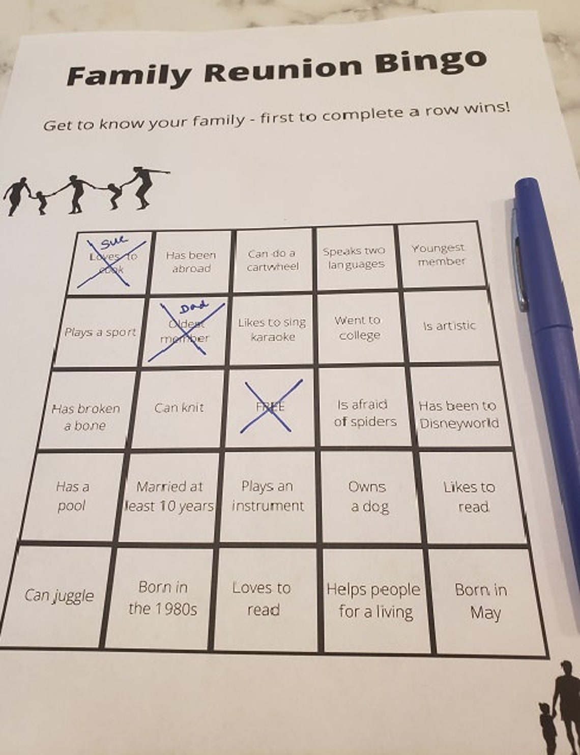 Family Reunion Printable Bingo Card I Will Customize Etsy