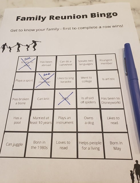 Family Reunion Printable Bingo Card (I Will Customize!) - Etsy