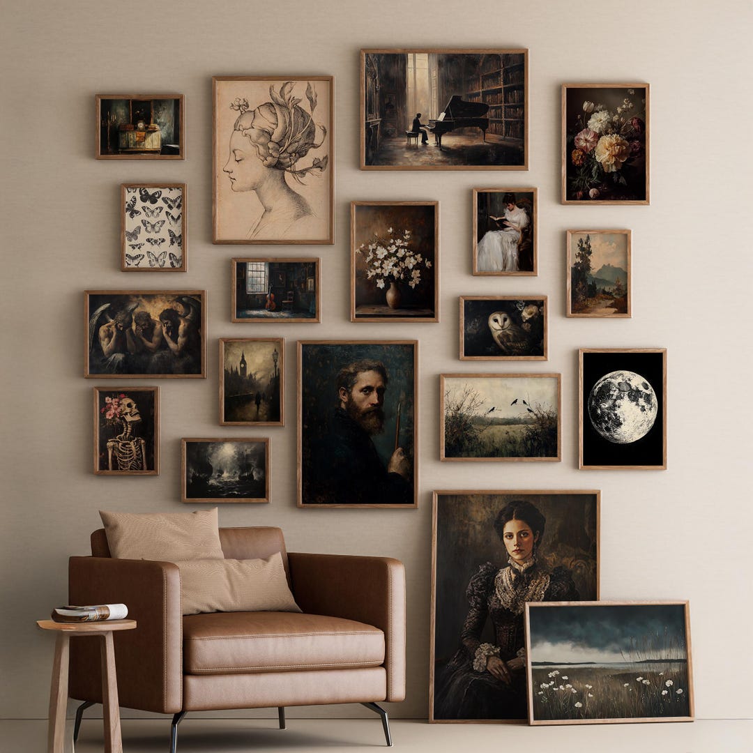 Vintage Dark Academia Wall Art Decor Bundle - Rustic Gallery Set of 38 ...