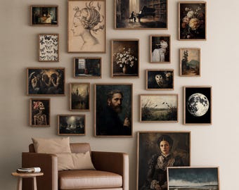 Vintage Dark Academia Wall Art Prints: 38-Piece Gallery Set (Digital Download