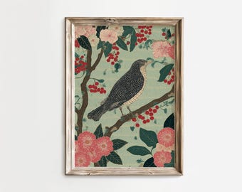Japanischer Vogel Druck: Ukiyo-e Stil Asiatische Kunst (Digitaler Download)