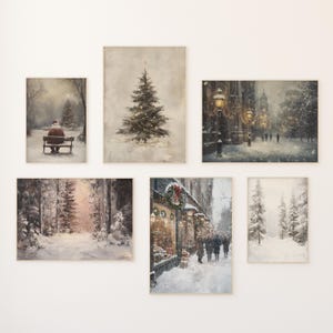 Charming Vintage Christmas Print Set - 6 Festive Winter Art Instant Downloads