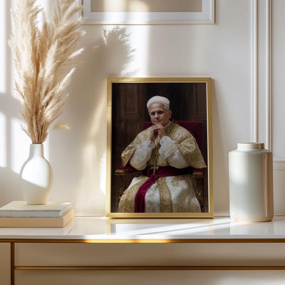 教皇レオ14世の肖像画：カトリックの室内装飾、優雅な聖職者アート