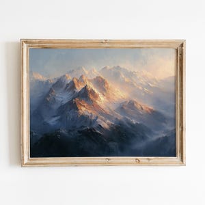 Majestic Mountain Sunrise - Digital Download Painting - Serene Landscape Wall Art - Printable Nature Decor
