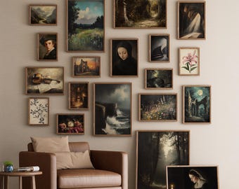Galería de pinturas al óleo de estilo melancólico vintage (descargas digitales)