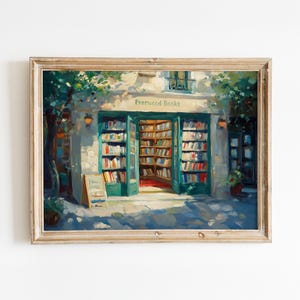 Vintage European Bookstore Oil Painting - Bookshop Wall Art, Rustic Library Print, Antique Book Lover Gift, Literary Art, Digital Download