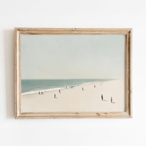 Minimalist Beach Scene Digital Download – Coastal Wall Art, Seaside Painting, Printable Ocean Print, Soft Neutral Artwork for Home Decor