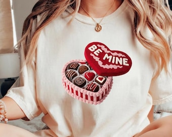 be mine chocolate Box png faux embroidered chenille valentine candy, 3d retro valentine Preppy Coquette Clipart Digital Download