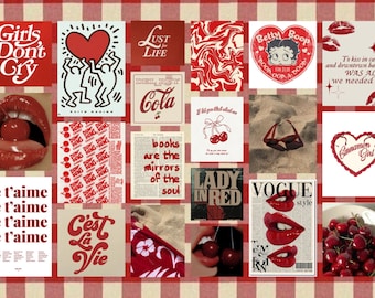 80 Aesthetic Red coquette Digital prints wall collage room decor instant download