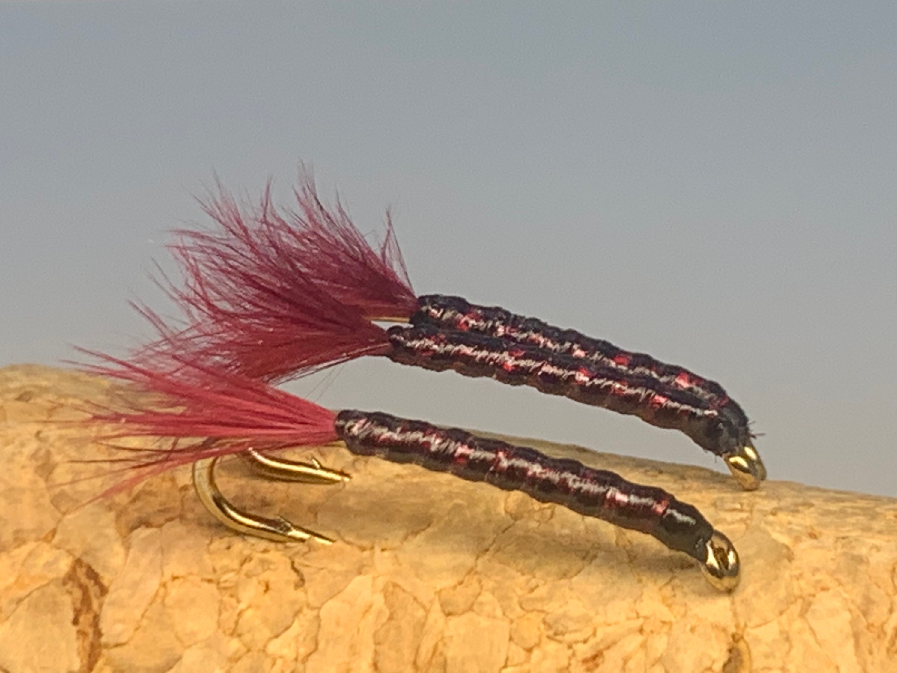 Set of Bloodworm Fishing Flies Israel