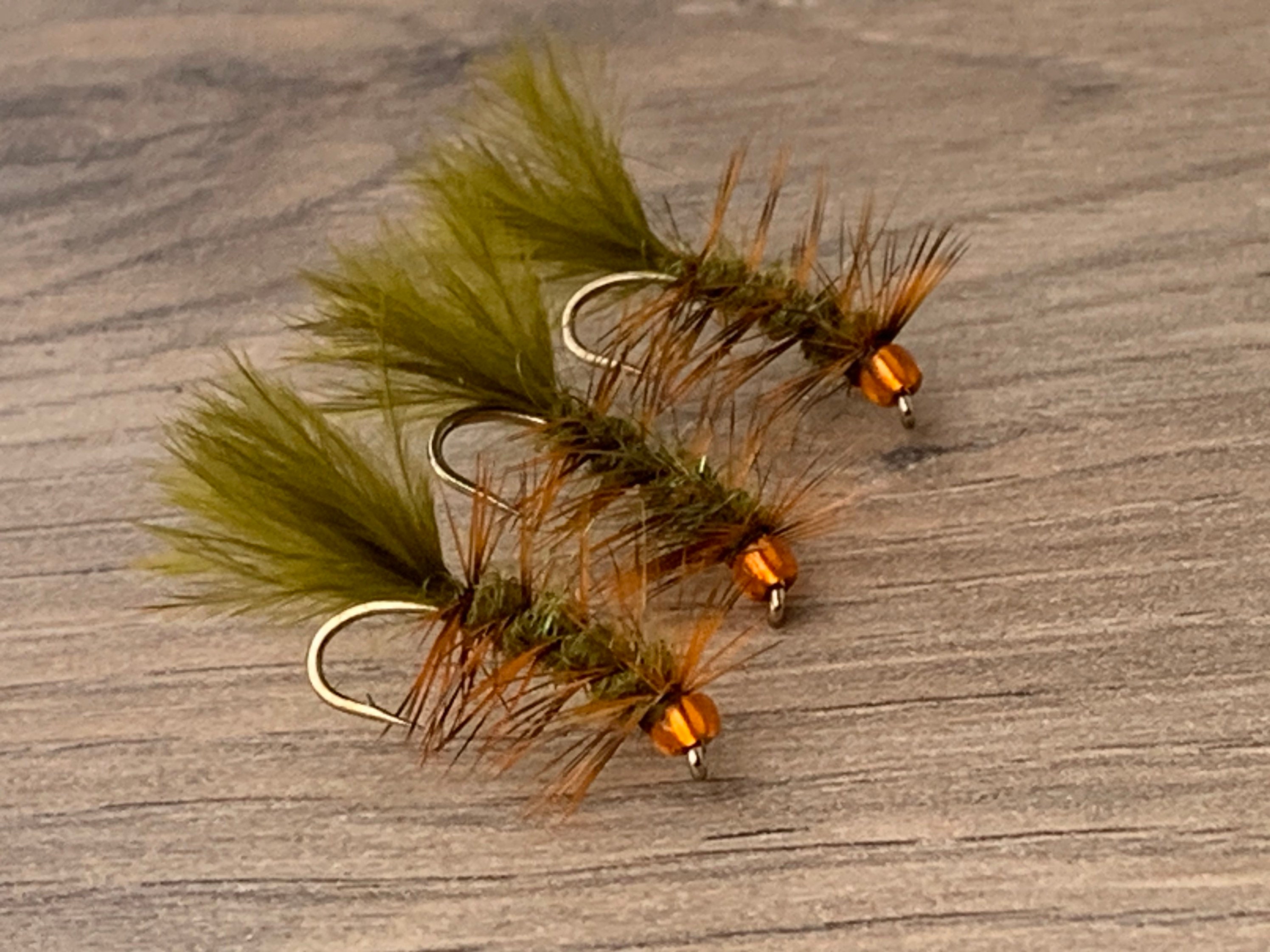 Set of 3 Pumpkin Head Fishing Flies 