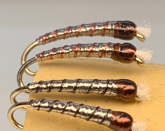 Set of 4 static bag chironomids with brown magic beads