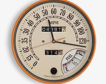 Classic 2D Dashboard Speedometer Wall Clock | Retro Auto Mechanic Gift