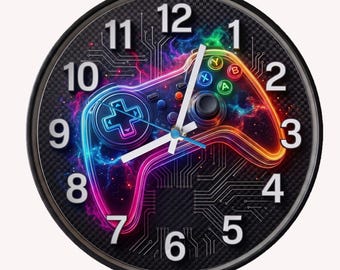 Gamer Wall Clock | Game Controller | Video Game Gift for him |  Man Cave Accessory