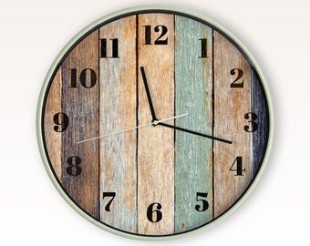 12" Silent Farmhouse Clock | Distressed Wood Timber Decor | Cabin Lodge Wall Art