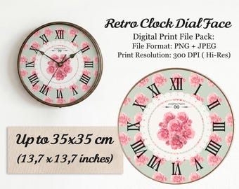 Vintage Floral Clock Dial Face Printable Template (PNG/JPEG) – DIY Home Decor Download