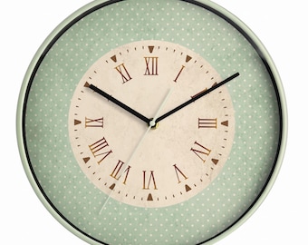 Vintage Mint Green Wall Clock | 12" Silent Retro Pastel Timepiece