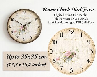 Retro Vintage Clock Dial Face Printable Template (PNG/JPEG) – DIY Home Decor Download