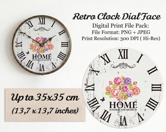 Vintage Floral Clock Dial Face Printable (PNG/JPEG) – DIY Home Decor Download