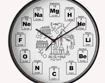 Periodic Table Chemistry Clock | Science Lab Wall Art, STEM Decor