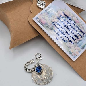 Irish Sixpence Something Blue Horseshoe Wedding Gift GARTER/BOUQUET BRIDAL Lucky Sixpence  Gift Box