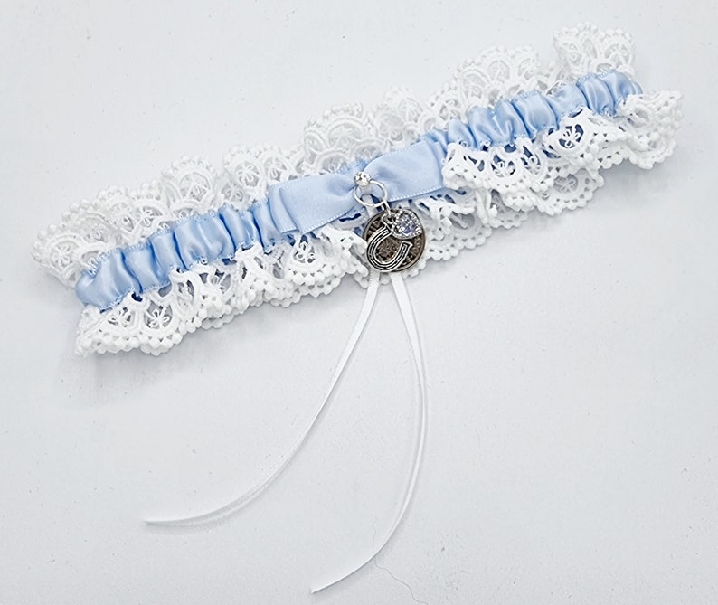 Garter Wedding Something Blue Sixpence Horseshoe Bride Gift Hen Party Free Gift Bag Tag Free Postage 画像 2