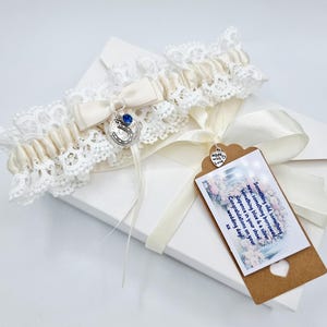Regalo de boda con liga en caja Algo azul Sixpence Herradura Regalo de novia Despedida de soltera Etiqueta de bolsa de regalo gratis Envío gratis