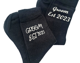 Wedding Socks Personalised Men's Black Cotton Socks Groom/Best Man/Father/Usher