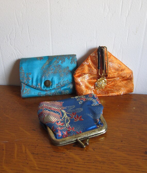 Vintage Asian Wallet Oriental Chinese Fabric Purs… - image 3